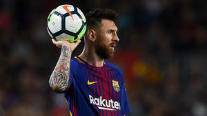 Football Players Hd Messi Holding Ball Wallpaper