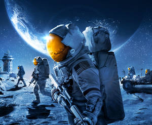 For All Mankind Walking On Moon Wallpaper