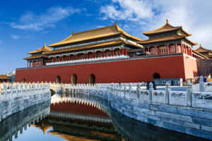 Forbidden_ City_ Meridian_ Gate_ Reflection Wallpaper