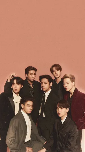 Formal Bts Photoshoot In Peach Wallpaper