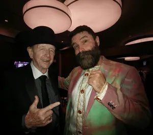 Former American Wwe Wrestler Mick Foley With Dory Funk Jr Wallpaper