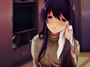 Four Members Of Literature Club In Ddlc Video Game Wallpaper