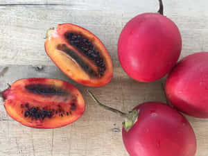 Four Tropical Fruit Tamarillo Overhead Angle Shot Wallpaper