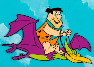 Fred Flintstone Rides Pterodactyl Wallpaper