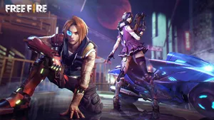 Free Fire Characters Posing Near Motor 3d Wallpaper