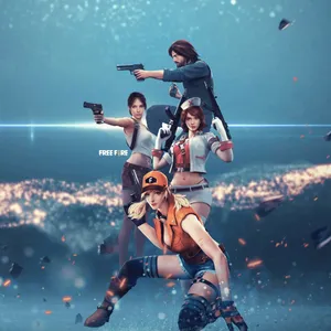 Free Fire Characters With Weapons 3d Wallpaper