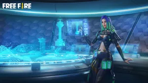 Free Fire Desktop Girl In Intelligence Room Wallpaper