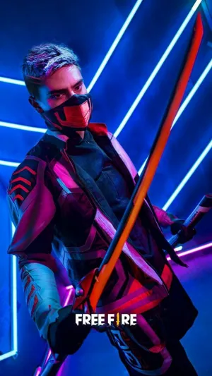 Free Fire Season 1 Character Wielding His Sword Wallpaper