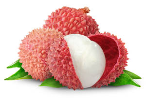 Fresh And Delicious Open Red Lychee Fruits Wallpaper