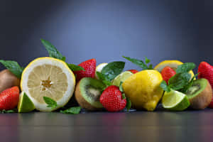 Fresh Citrusand Berries Display Wallpaper