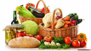 Fresh Harvest - A Basket Full Of Health And Wellness Wallpaper