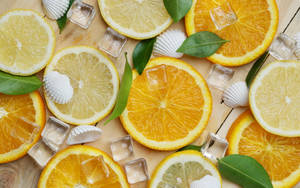 Fresh Lemon And Orange Slice Wallpaper