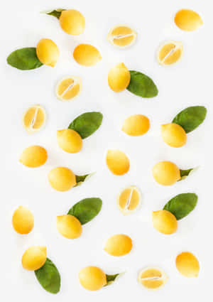 Fresh Lemonsand Leaves Pattern Wallpaper