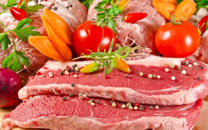 Fresh Red Beef Meat With Spices Wallpaper