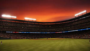 From Dugout To Diamond, Nothing Beats A Baseball Game Under An Orange Sky. Wallpaper