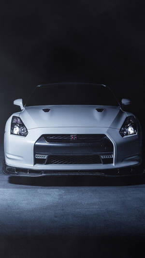 Front View Of White Nissan Gtr Car Wallpaper