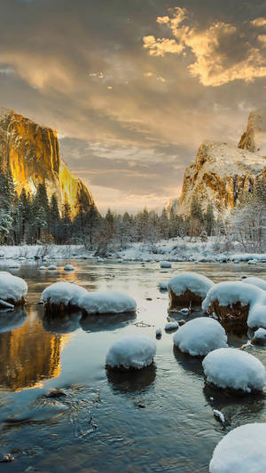 Frozen Rocks By Yosemite Iphone Wallpaper