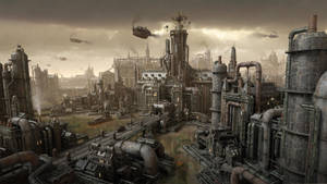 Full 4k Steampunk Industrial City Wallpaper