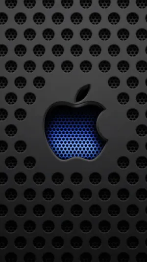 Full Hd Apple On Perforated Black Wallpaper