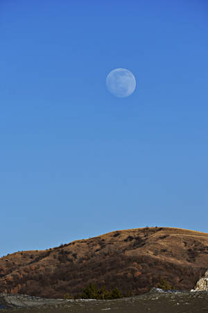 Full Moon In Blue Sky Wallpaper