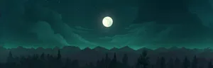 Full Moon With Green Sky Cool Dual Monitor Wallpaper