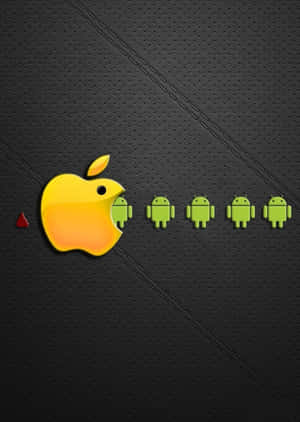 Funny Apple Eating Android Wallpaper