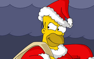 Funny Christmas Simpson In Santa Suit Wallpaper