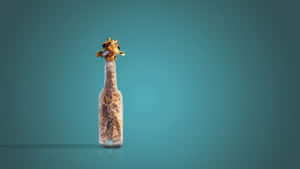 Funny Giraffe Stuck Inside A Glass Bottle Wallpaper