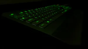 Futuristic Black-green Neon Computer Keyboard Wallpaper