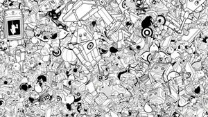Futuristic Doodle Art Robot Wallpaper