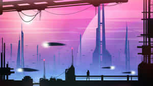 Futuristic Pink City Wallpaper