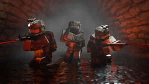 Futuristic Soldiers Wading Through Water Wallpaper