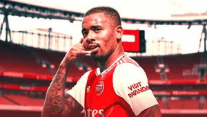 Gabriel Jesus Phone Gesture Cheeky Smile Wallpaper
