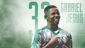 Gabriel Jesus With Hand On Chest Wallpaper