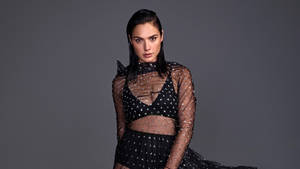 Gal Gadot In Black Net Top Wallpaper