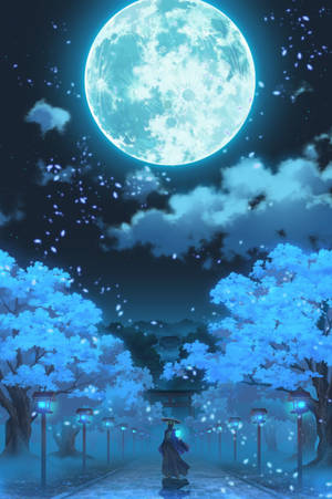 Galaxy Moon Anime Art Wallpaper