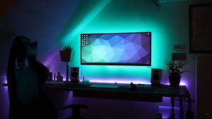 Gaming Room Green Backlight Wallpaper