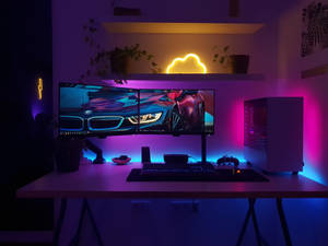 Gaming Room Minimalist Space Design Wallpaper