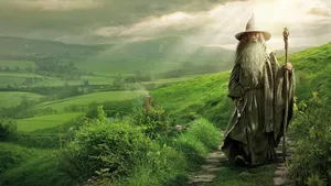 Gandalf Walking Through The Shire Wallpaper