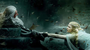 Gandalfand Galadriel Dramatic Rescue Wallpaper