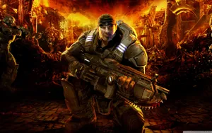 Gears Of War 1 With Gun Wallpaper