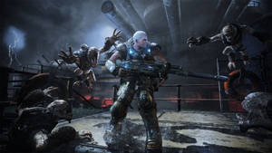 Gears Of War 4 Character Fighting Monsters Wallpaper