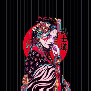 Geisha Striped Background Wallpaper