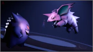 Gengar And Nidorino, A Powerful Friendship Wallpaper