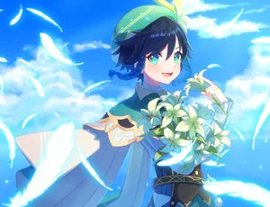 Genshin Venti Cecilia Bouquet Wallpaper