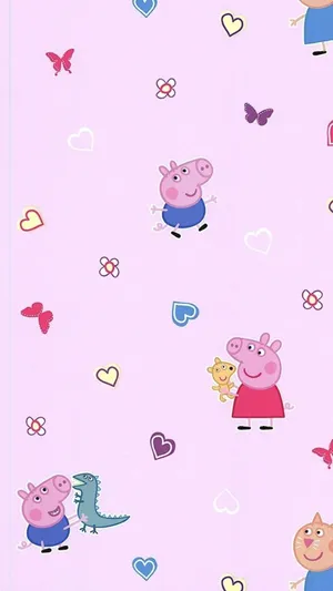 George Big Lizard Teddy And Peppa Pig Iphone Wallpaper