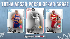 George Mikan With Joe Dumars And Stacey Augmon Wallpaper