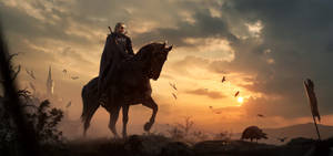 Geralt Of Rivia Takes A Journey On Horseback In The Vast World Of The Witcher 3. Wallpaper