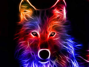Get Lost In The Night And Explore The Beauty Of The Neon Wolf Wallpaper