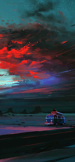 Get The Stylish Look Of The Iphone 11 In Red Anime Wallpaper